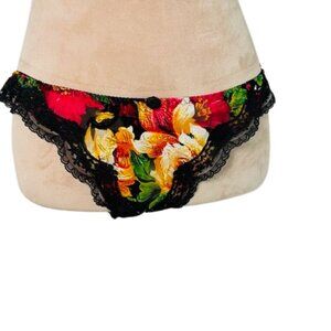 Vintage Victoria's Secret Gold Crown High Cut Lace Liquid Satin Sheer Panty Med